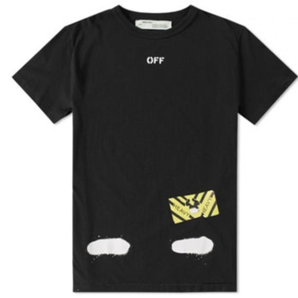 Off-White Black and Yellow Short Sleeve Tees Casual Streetwear